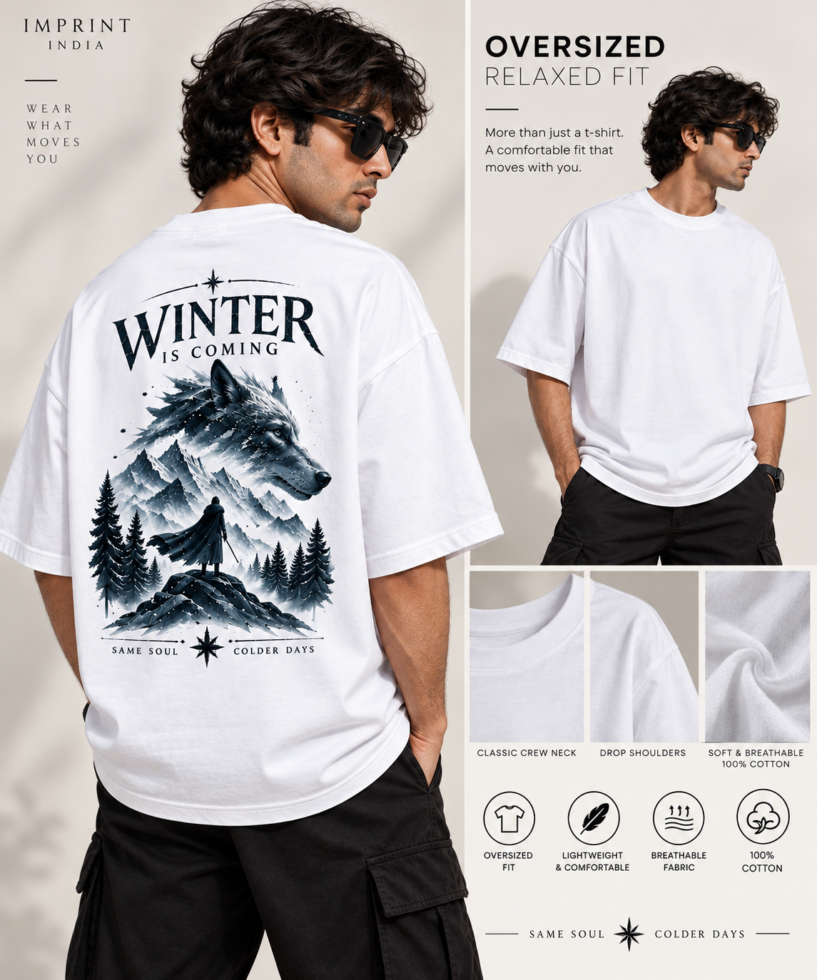 WINTER IS COMING — Same Soul, Colder Days | Oversized T-Shirt | Back Print
